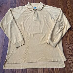 Y2K Adidas Climalite Men's Long Sleeve Polo Shirt Size M Yellow Golf Performance